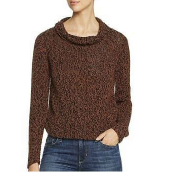 eileen FISHER funnel neck top marled knit sweater cowl mock neck